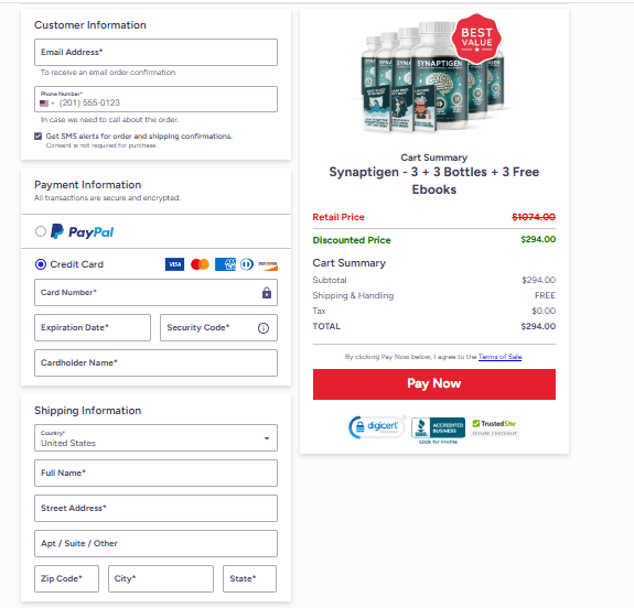 Synaptigen-checkout-page